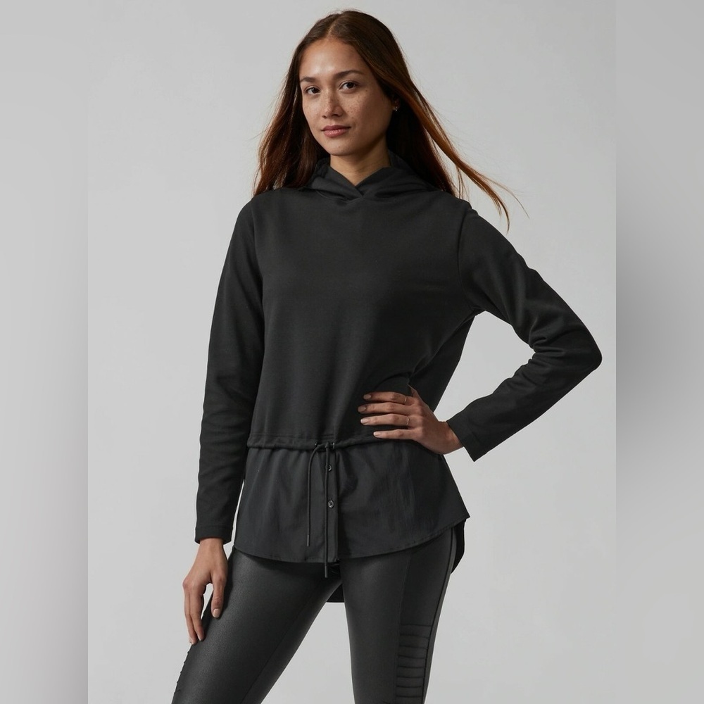 Athleta Gallery Hoodie Top Tunic Black Size Small Petite‎